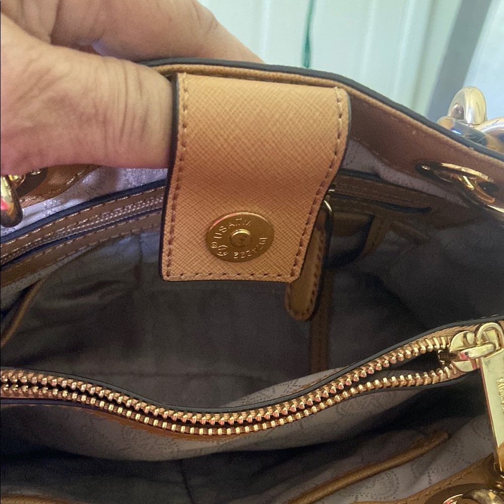 Michael Kors Brown Saffiano Leather Satchel with Gold Hardware - Picture 5 of 8